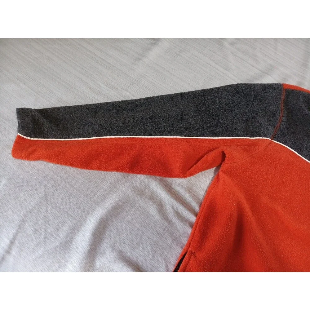 Large Fleece Arizona Jean Co Men's 1/4 Zip Fleece Jacket Orange and Grey, soft